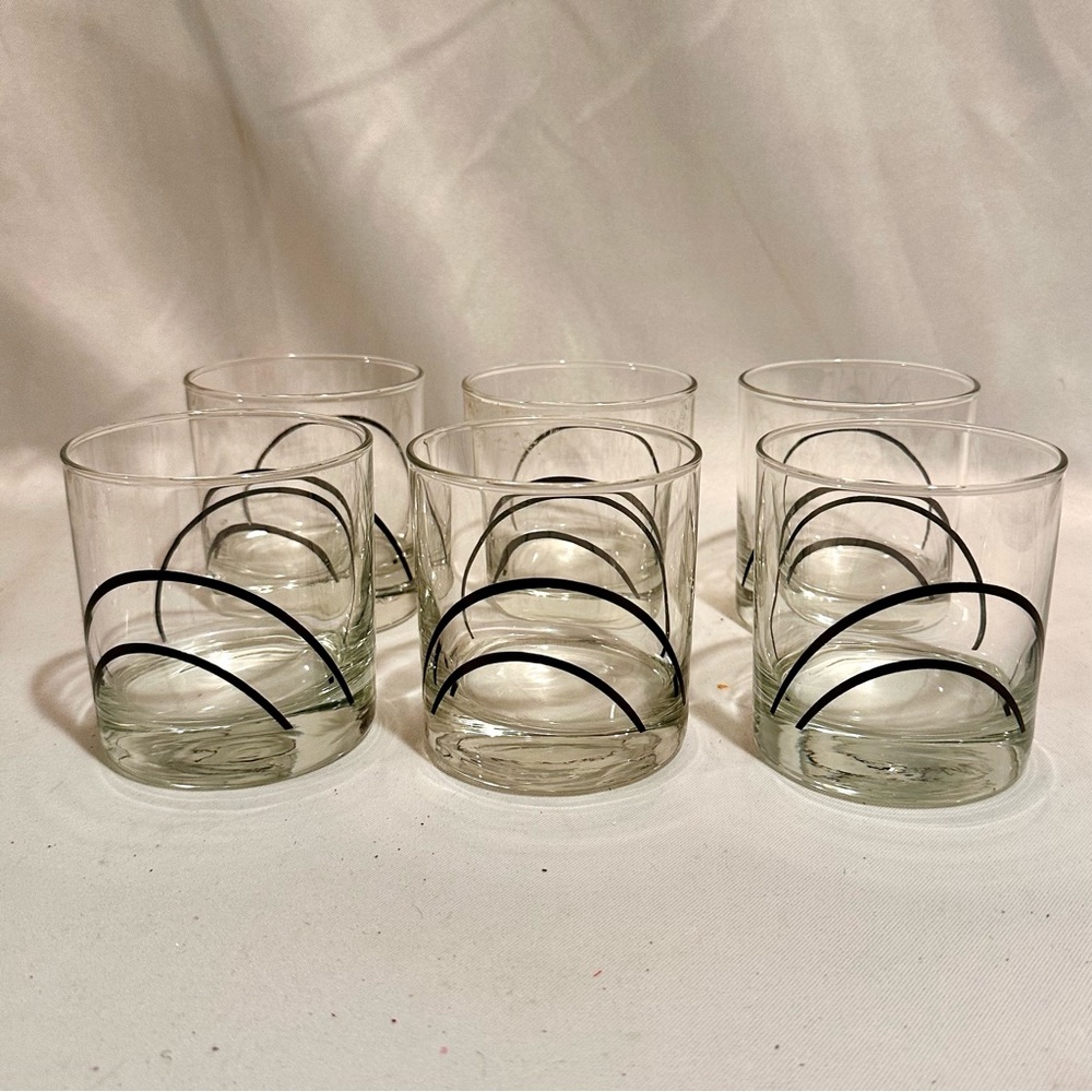 Mid Century Modernist Set of 6 Rock Glasses Vintage Barware